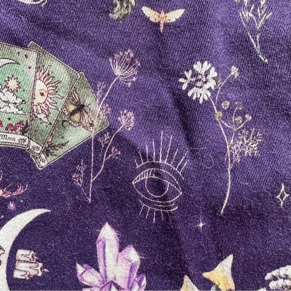 Jambats Elemental Mystical Purple Overalls with Moon, Crystals, Mushroom Print - Picture 9 of 12
